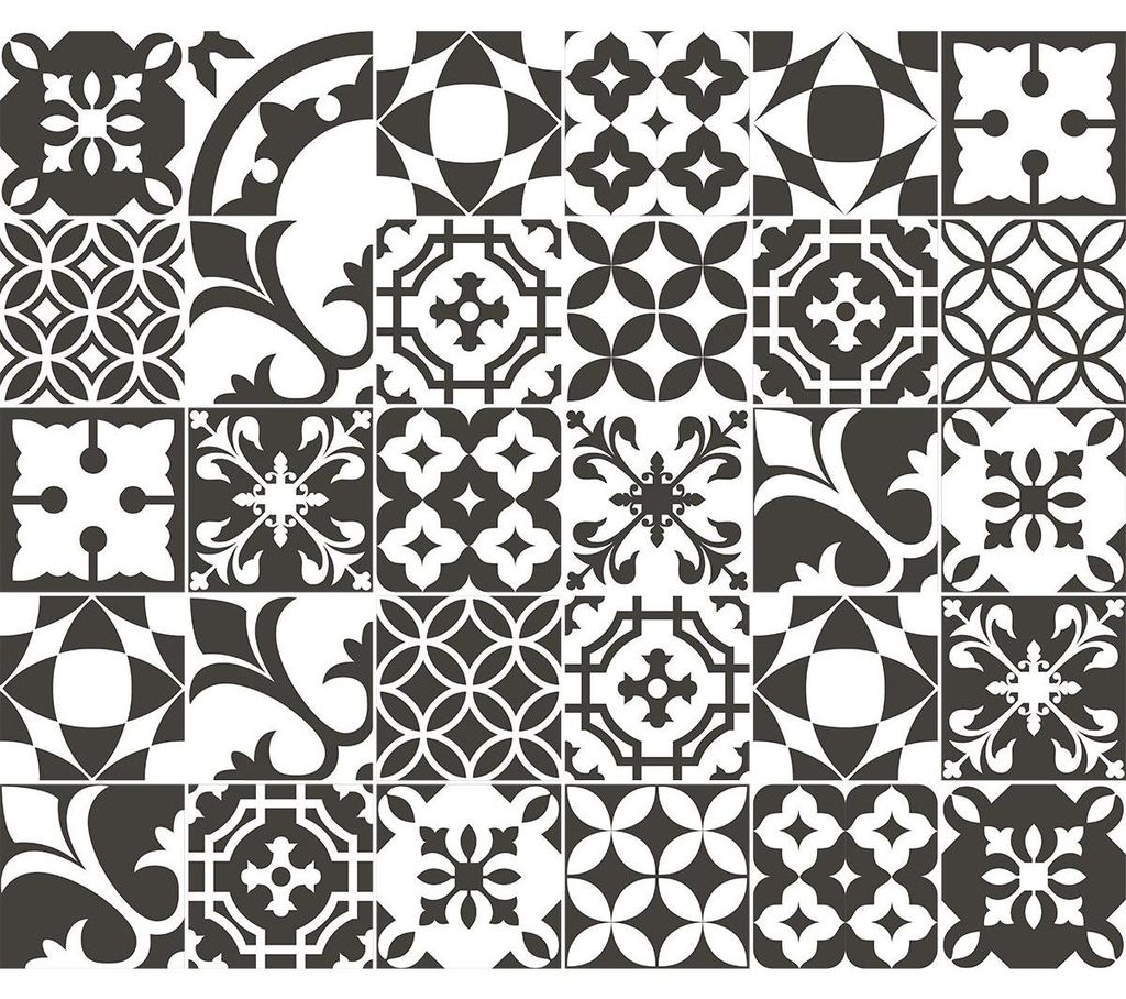 Selbstklebende Fliesenaufkleber für Küche und Bad – 30 Figari Azulejos Zementfliesenaufkleber – 30 Aufkleber 20 x 20 cm