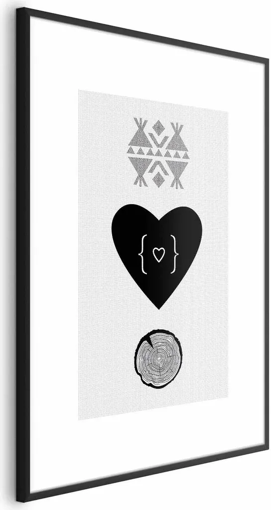 Poster Cuore e tronco 40x60 cm con cornice nera con margine