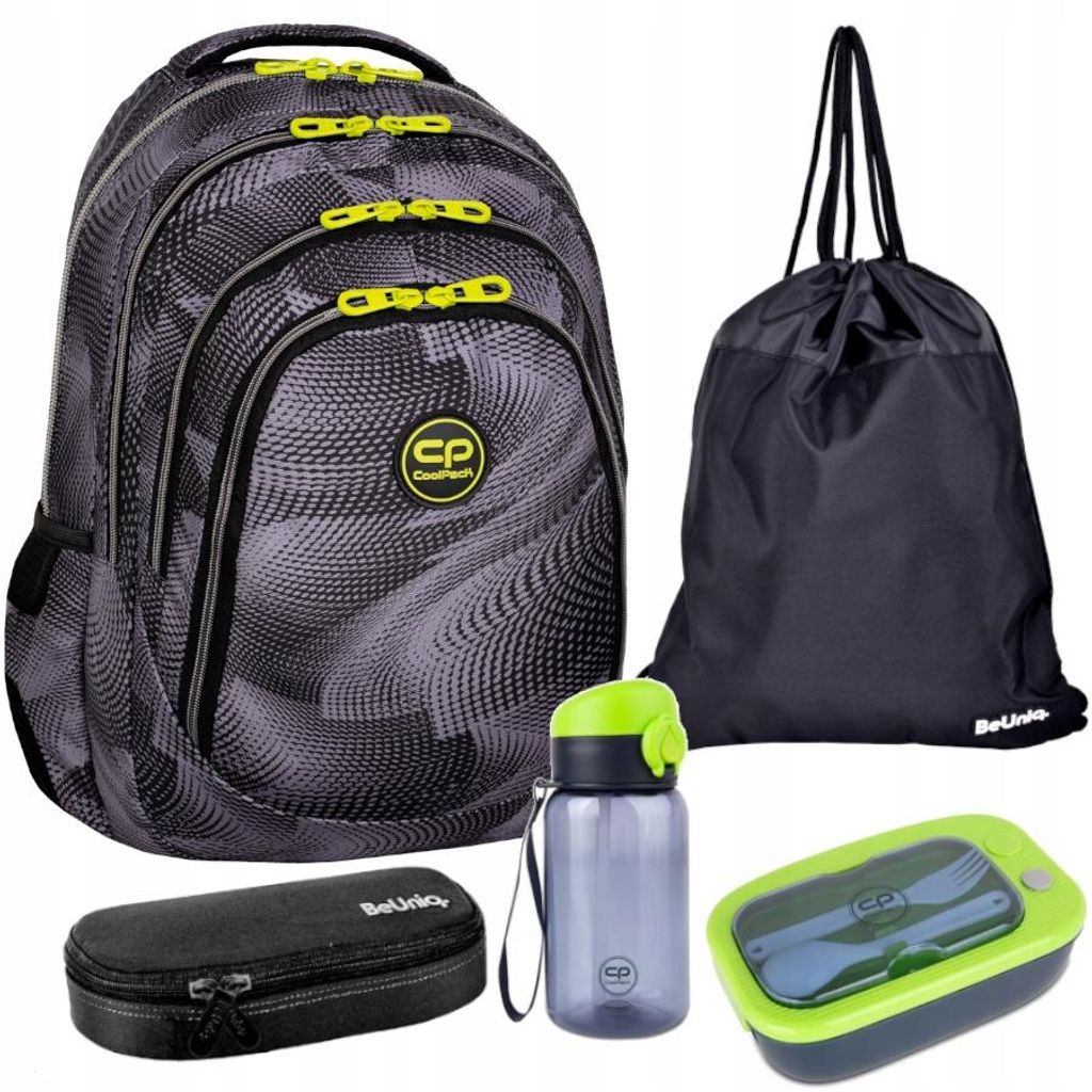 Schulrucksack HURRICANE CoolPack - 5-Teiliges Set schwarz - grau