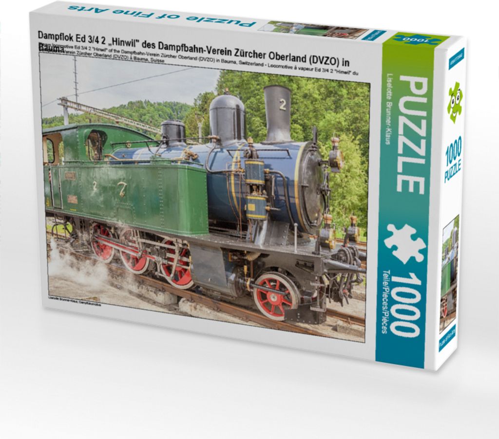 CALVENDO Puzzle Dampflok Ed 3/4 2 „Hinwil" des Dampfbahn-Verein Zürcher Oberland (DVZO) in Bauma | 1000 Teile Lege-Größe 64x48cm Foto-Puzzle f...