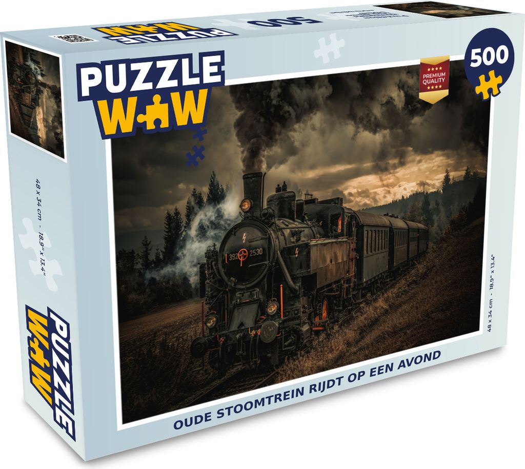 MuchoWow Puzzle 500 Teile Alte Dampfeisenbahnfahrten an einem Abend - 500 Teile - Kinder - Selberbauen - Puzzlespiele