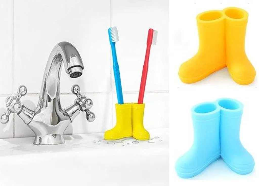 Lot de 2 porte-brosses à dents en silicone bleu pour armoire de toilette