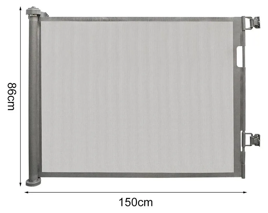 Barrière de sécurité grise extensible 150 cm pour escalier et porte