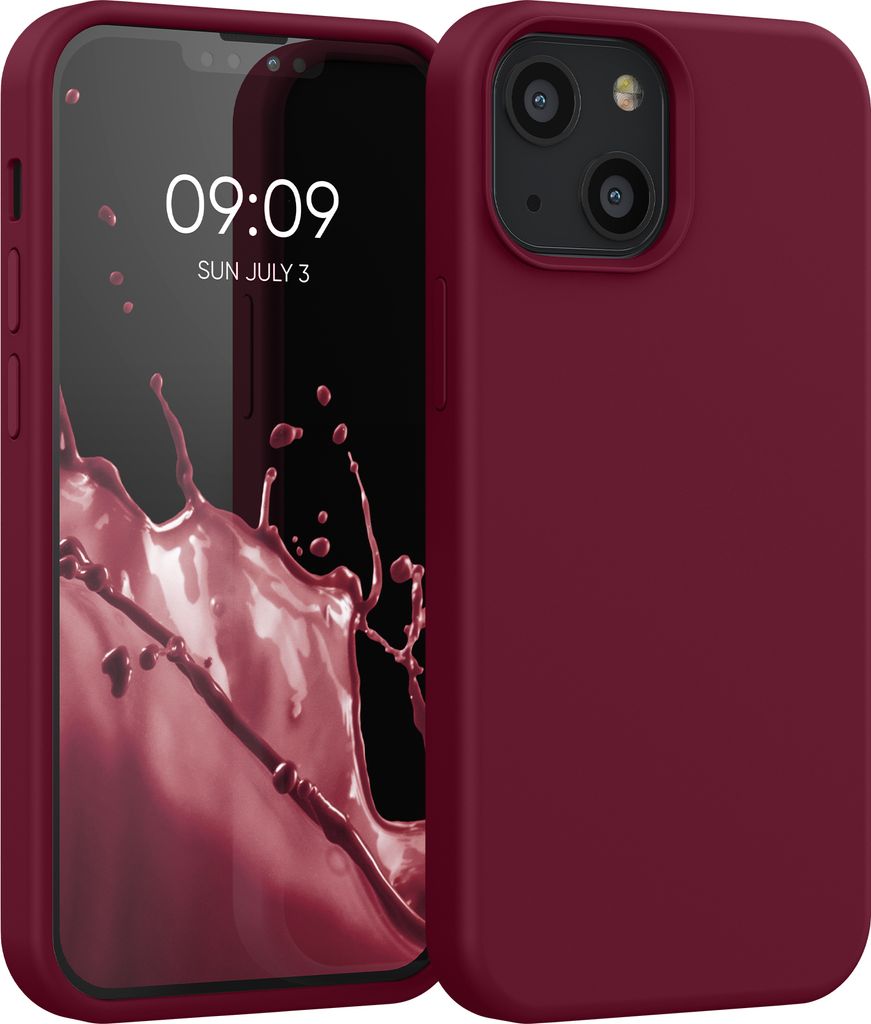 kwmobile Handyhülle für iPhone 13 mini Hülle, für iPhone 13 mini Case - Hülle Silikon - kabelloses Laden - Rhabarber Rot