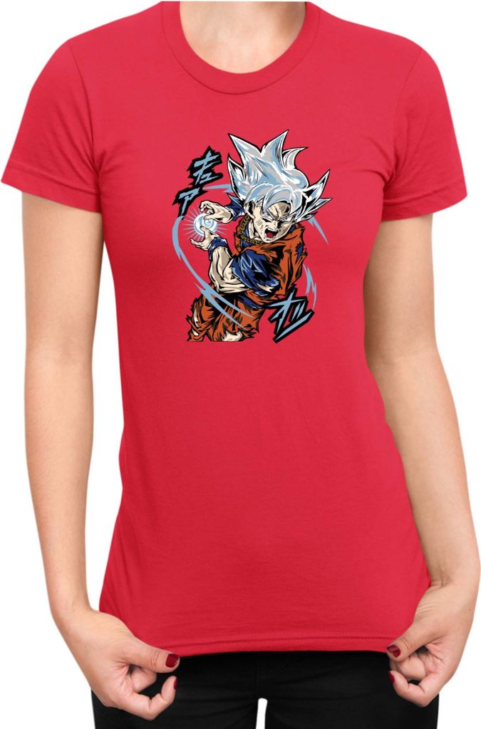 Damen T-Shirt Dragon Anime Manga Ball Z Goku 40, Lady XL / Rot