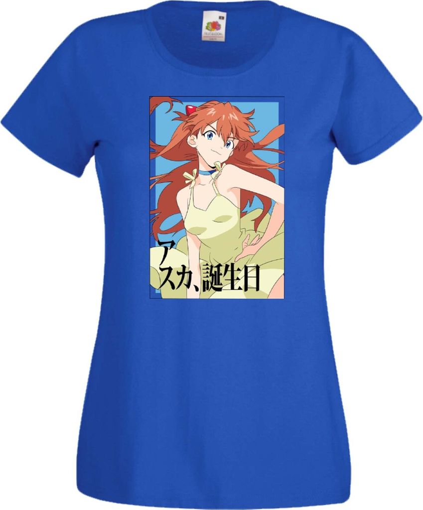 Damen T-Shirt Anime Manga Neon Anime Genesis Manga Evangelion Asuka Langley Soryu 03 Asuka Langley, Lady XS / Hellrosa