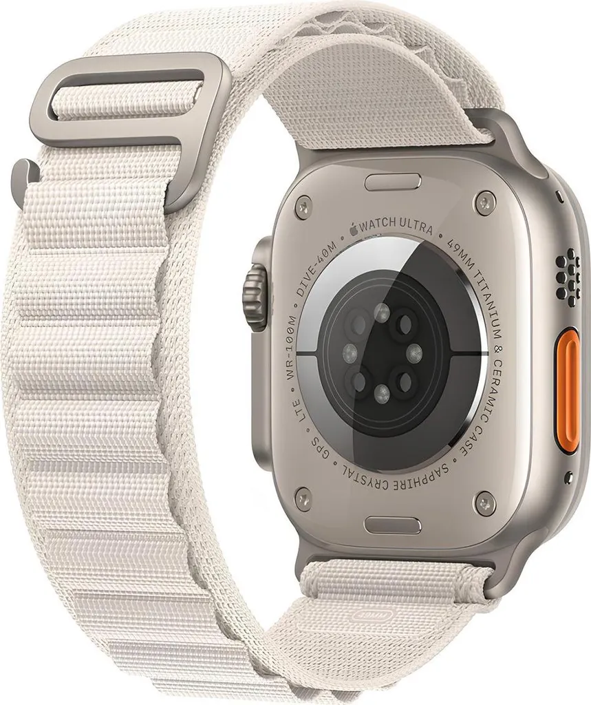Bracelet montre connecté blanc en tissu pour le sport de plein air