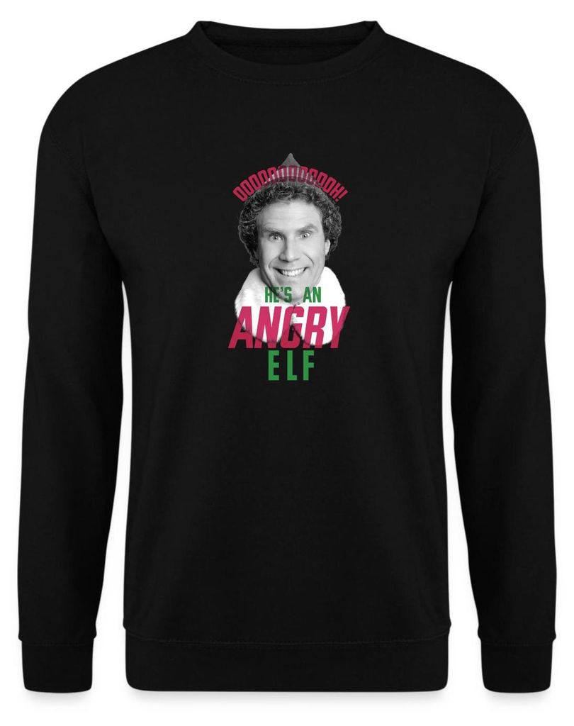 Spreadshirt Buddy Der Weihnachtself Angry Elf Uni Pullover, XXL, Schwarz