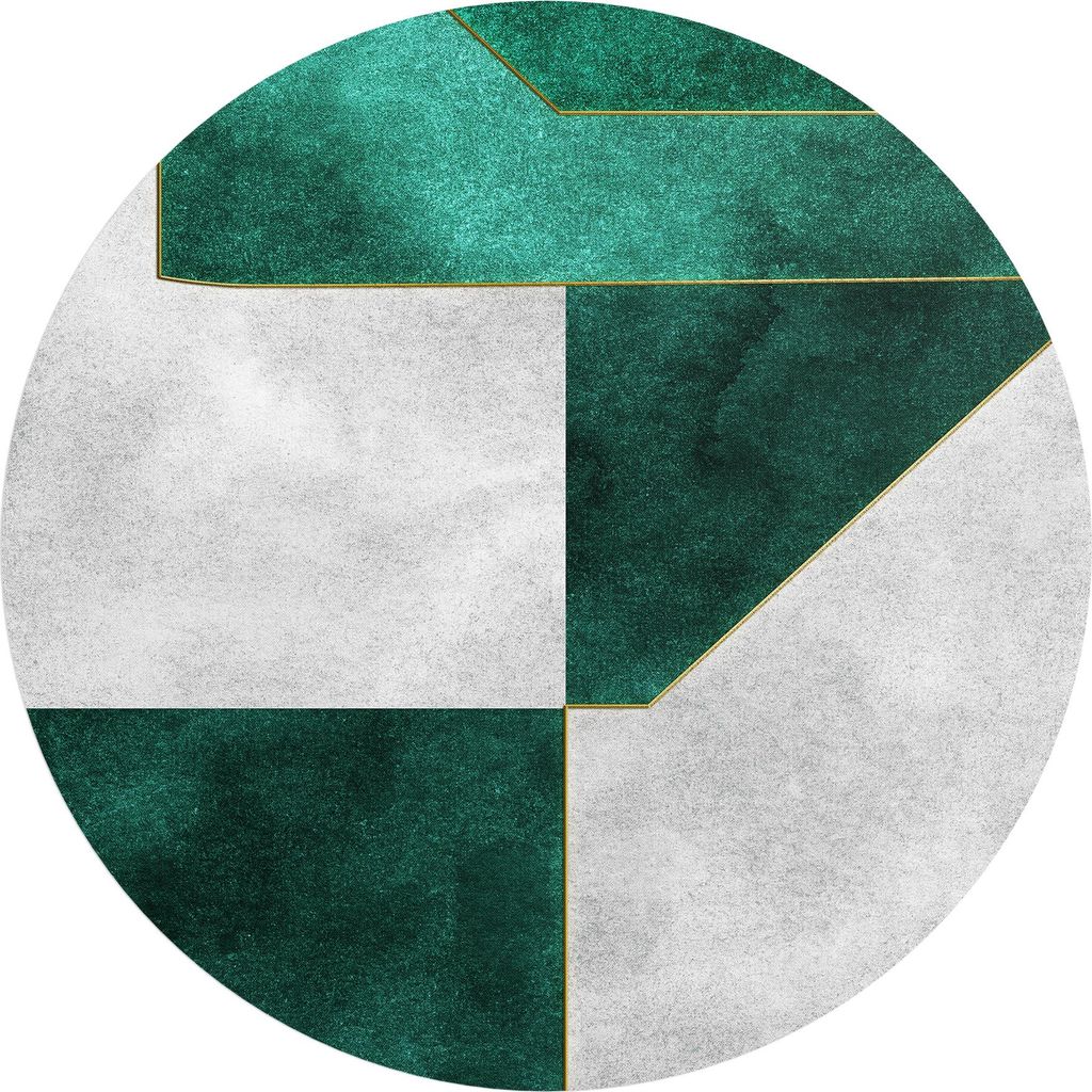 DEQORI Fototapete rund Ø 120 cm 'Smaragd-Geometrie' Wand Tapete Leinwand Sticker