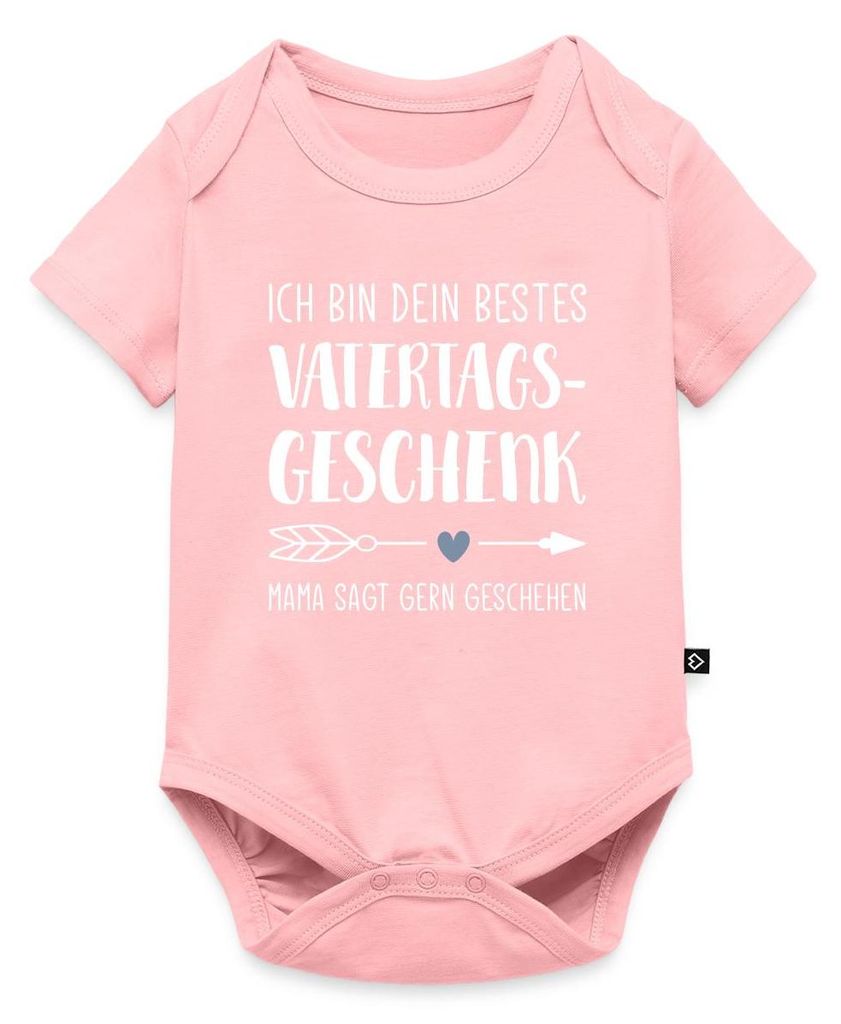 Spreadshirt Ich Bin Dein Bestes Vatertagsgeschenk Mama Sagt Gern Geschehen Kurzarm Tages Baby Body, 92 (1,5 - 2 Jahre), Rosa