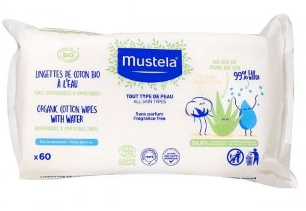 Mustela Organic Baumwolle Water Wipes 60U