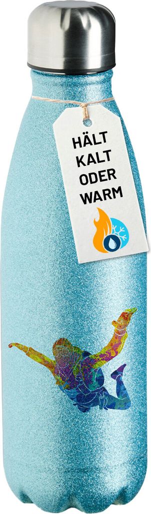Huuraa Trinkflasche Skydiving bunte Silhouette 500ml Blue Edelstahl Wasserflasche Trinkflasche Geschenkidee