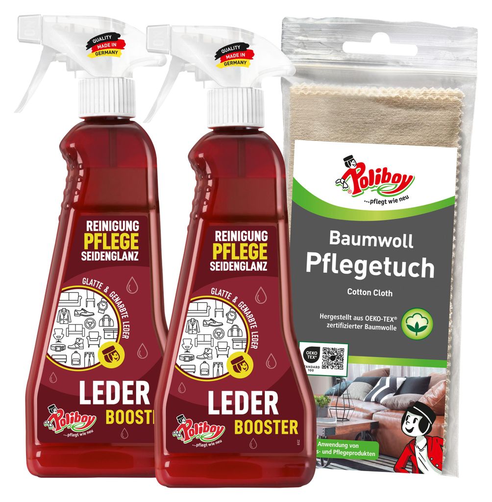 Poliboy Leder Booster - 2x375ml - Reinigung und Pflege für Produktbild 