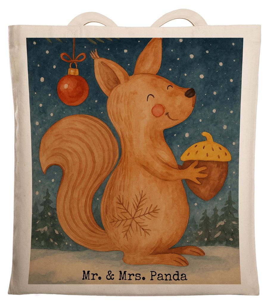 Mr. & Mrs. Panda Shopping Tasche Eichhörnchen Weihnachten Design - Weiß - Geschenk, Tote Bag, Weihnachtsgruß, Jutebeutel, Vogel, Neujahr, Guten ...