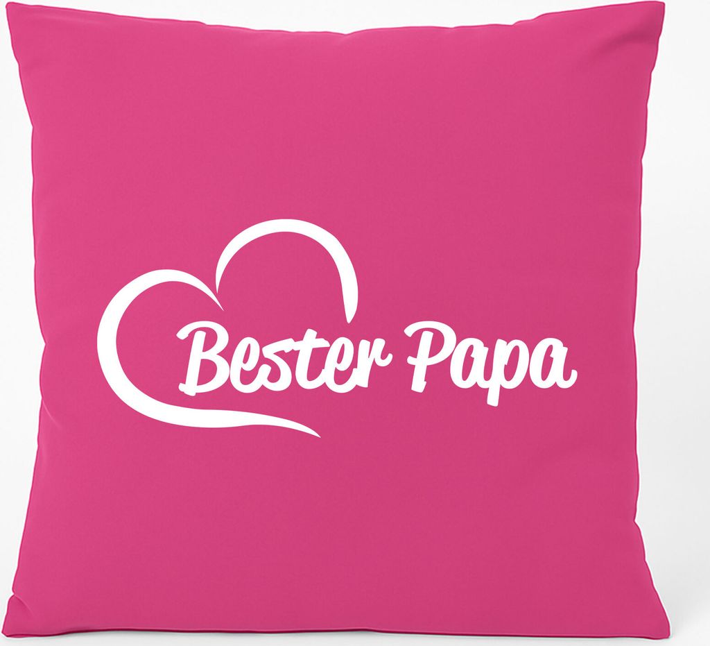 Huuraa Kissen Bester Papa Herz 40x40cm mit Füllung Fuchsia Baumwolle Dekokissen Geschenkidee