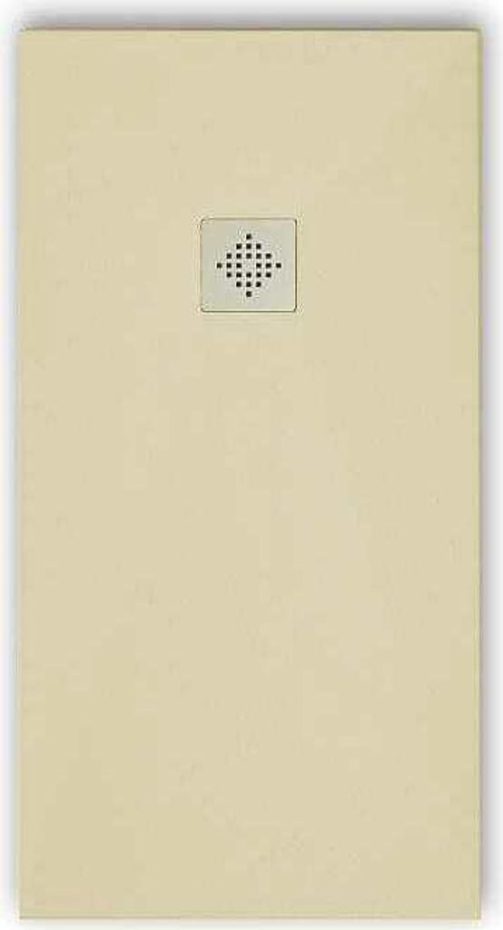 Mineralguss-Duschwanne extra flach PURE Schieferoptik beige 90x110 cm Edelstahl in chrom