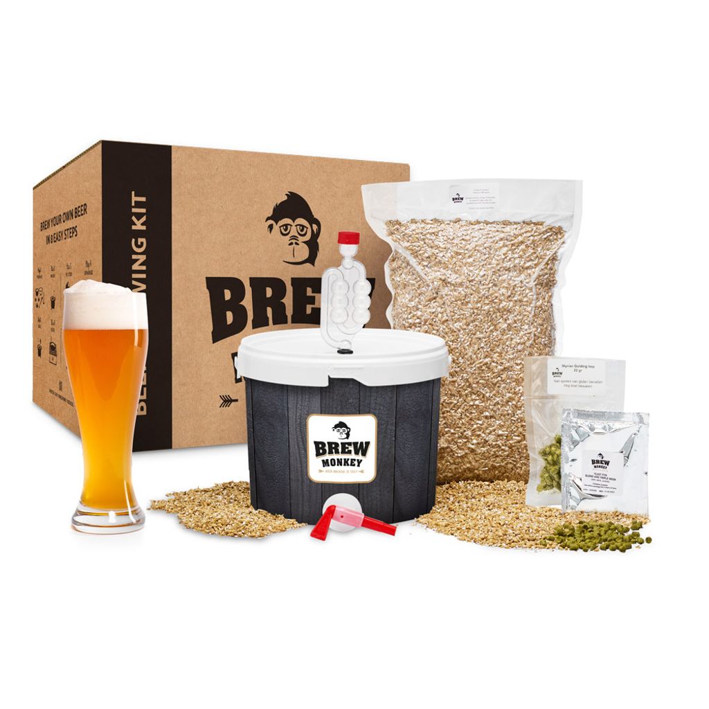 Brew Monkey Bierbrauset Weizen | Basic Set 5 Liter Bier | 5,7% Vol. | Bier Brauen Set | Männergeschenke | Bier Geschenke für Männer | Geburtst...