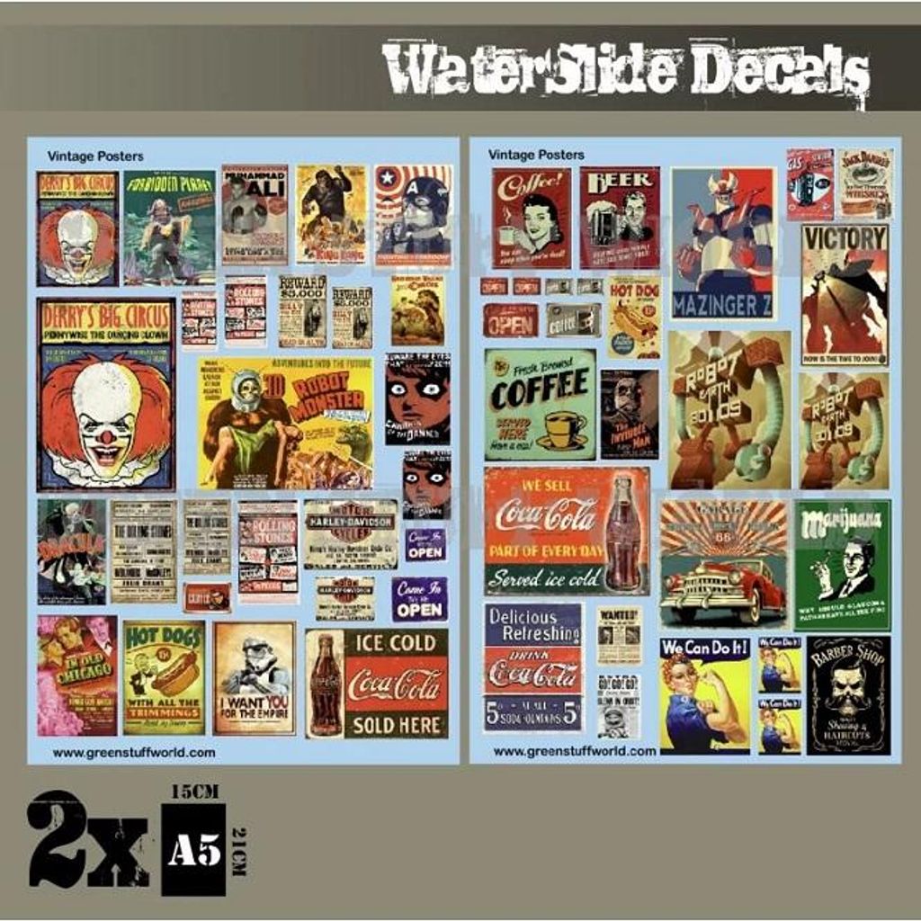 Green Stuff World GSW2010 - Waterslide Decals - Vintage Posters - Neu