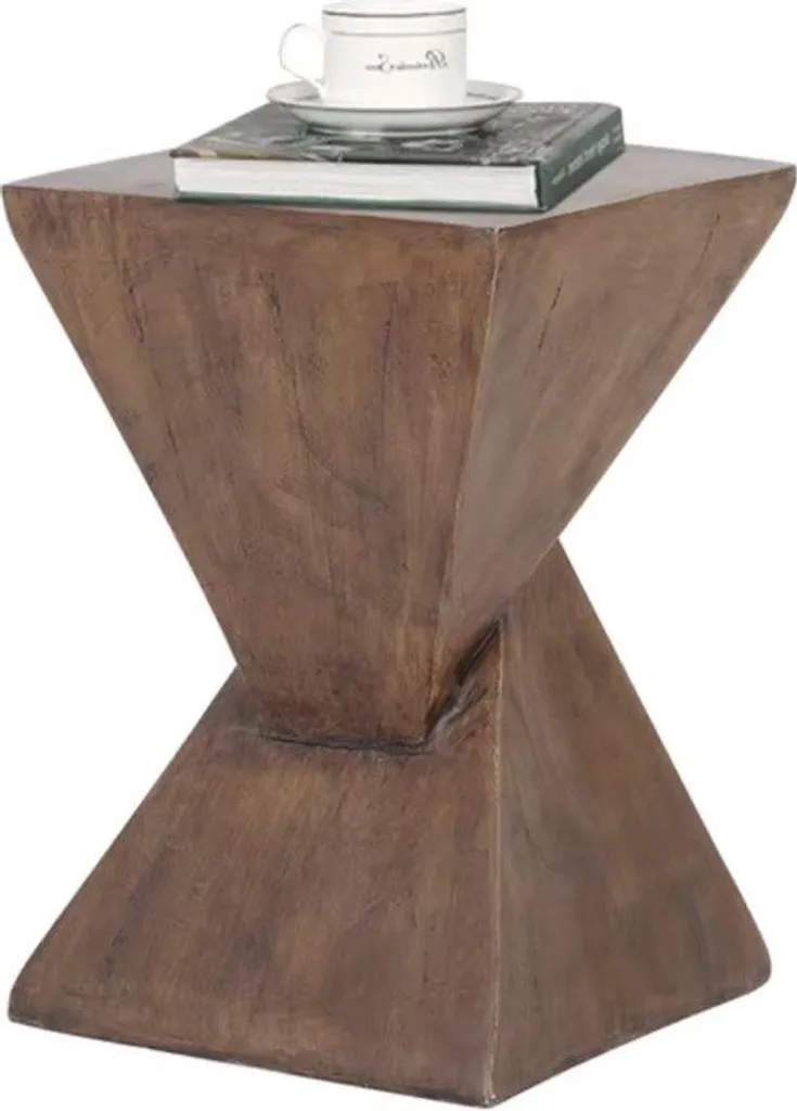 Table Basse en Bois Brun et Pierre Sable - Modèle Minimaliste Loft L1