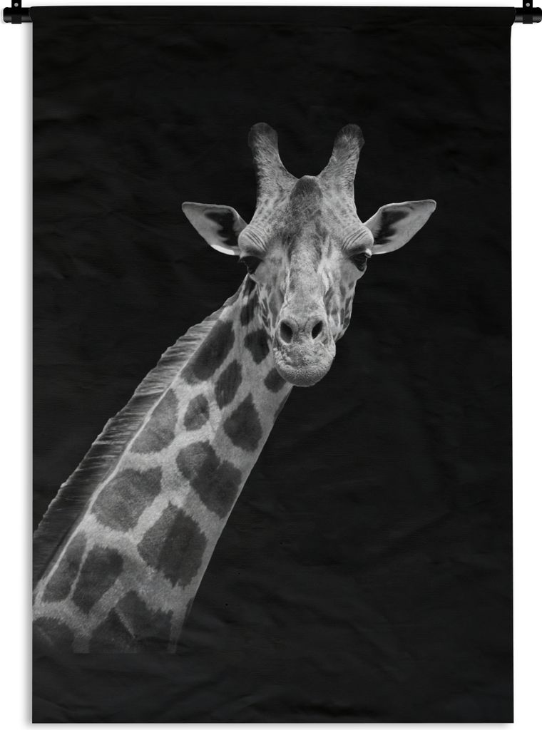 MuchoWow Wandteppich Wandbehang Giraffe - Wildtiere - Schwarz - Weiß - Porträt 120x180 cm Tapisserie Dekoration Wandtuch - Schlafzimmer - Dekor...