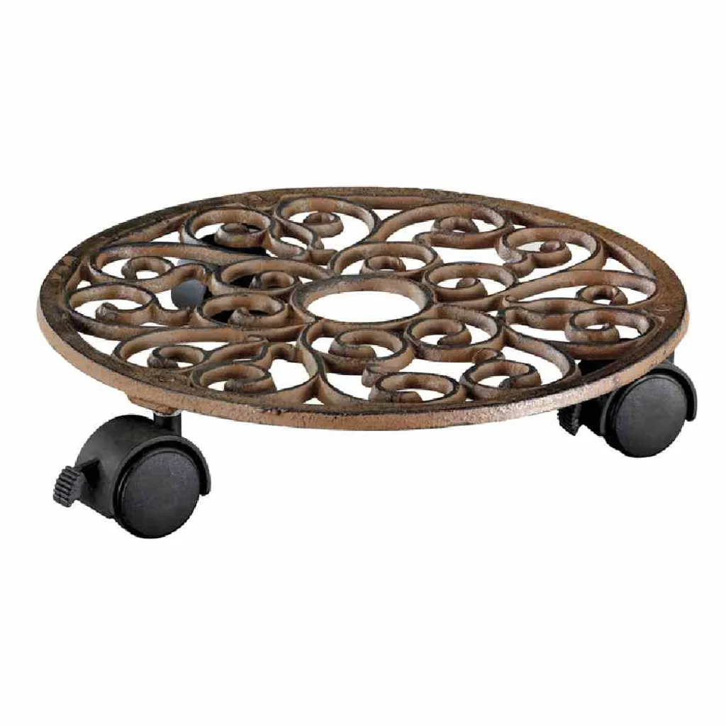 Roule-Plante pour Déplacer Vos Pots sans Effort Métal Brun Foncé 29 cm