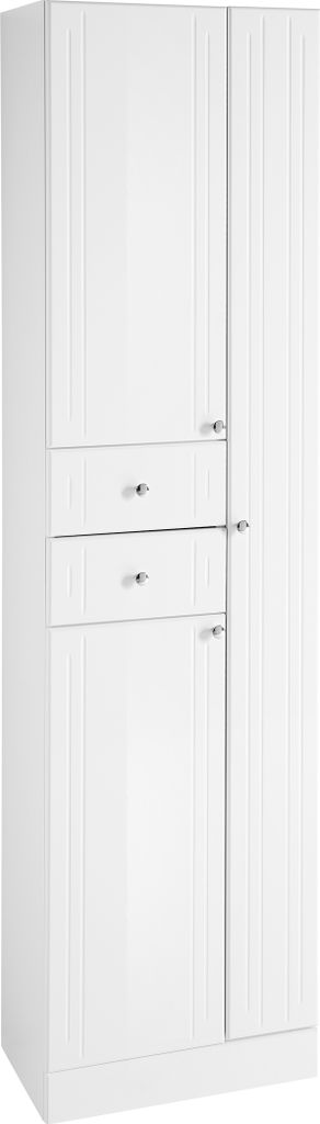 Hochschrank "Quickset 955" in Weiß Hochglanz mit 2 Schubladen und 3 Türen. Abmessungen (BxHxT) 50x188,5x33 cm