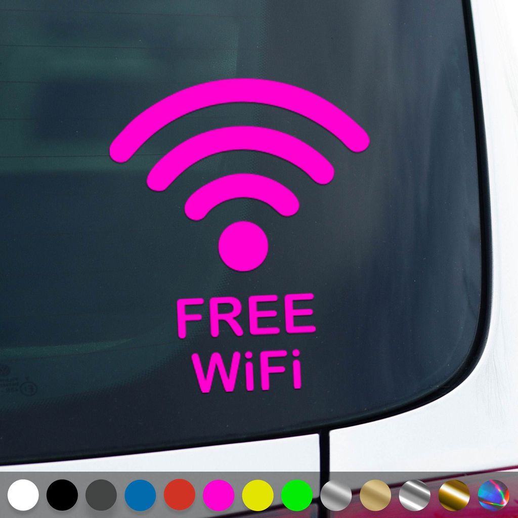 PantherPixel Free Wifi Aufkleber Hotspot Gratis WLAN Sticker Auto Geschenkidee Farbe Neon-Pink