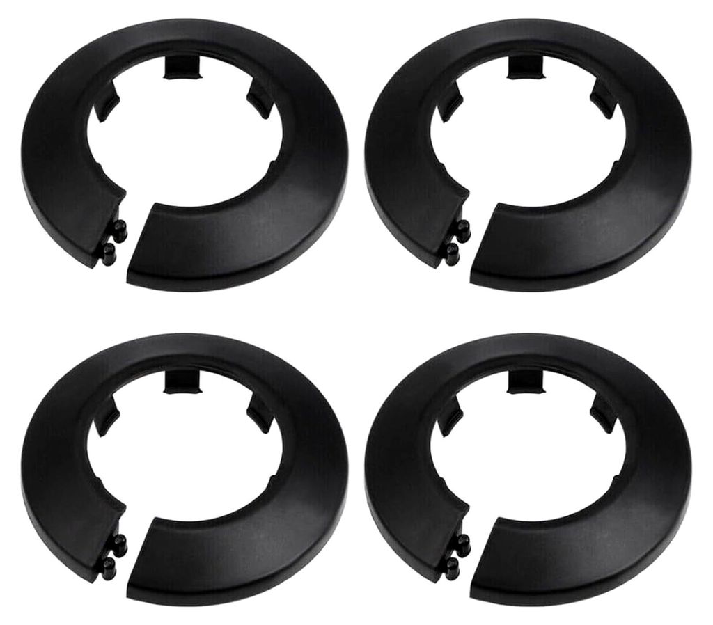 4 Stück Rohrabdeckungen, 50 mm, dekorative Abdeckung für Rohre, PP-Kunststoff, schwarz
