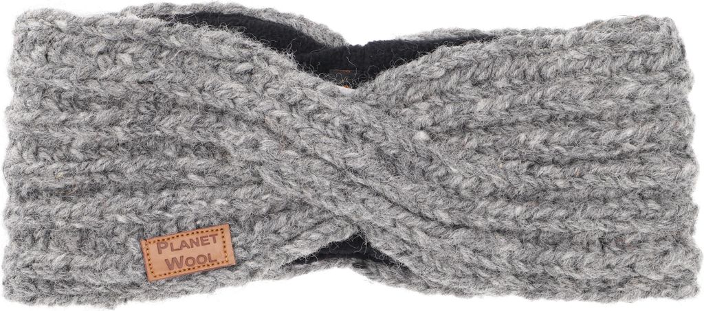 Woll-Strick-Stirnband, Gestrickter Ohrenwärmer - Grau, Uni, Wolle, Stirnbänder