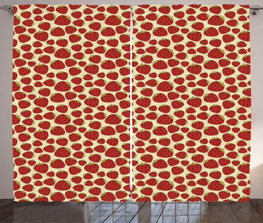 ABAKUHAUS Rideau de salon Fraise 280 x 225 cm Rustique Jaune et Rouge