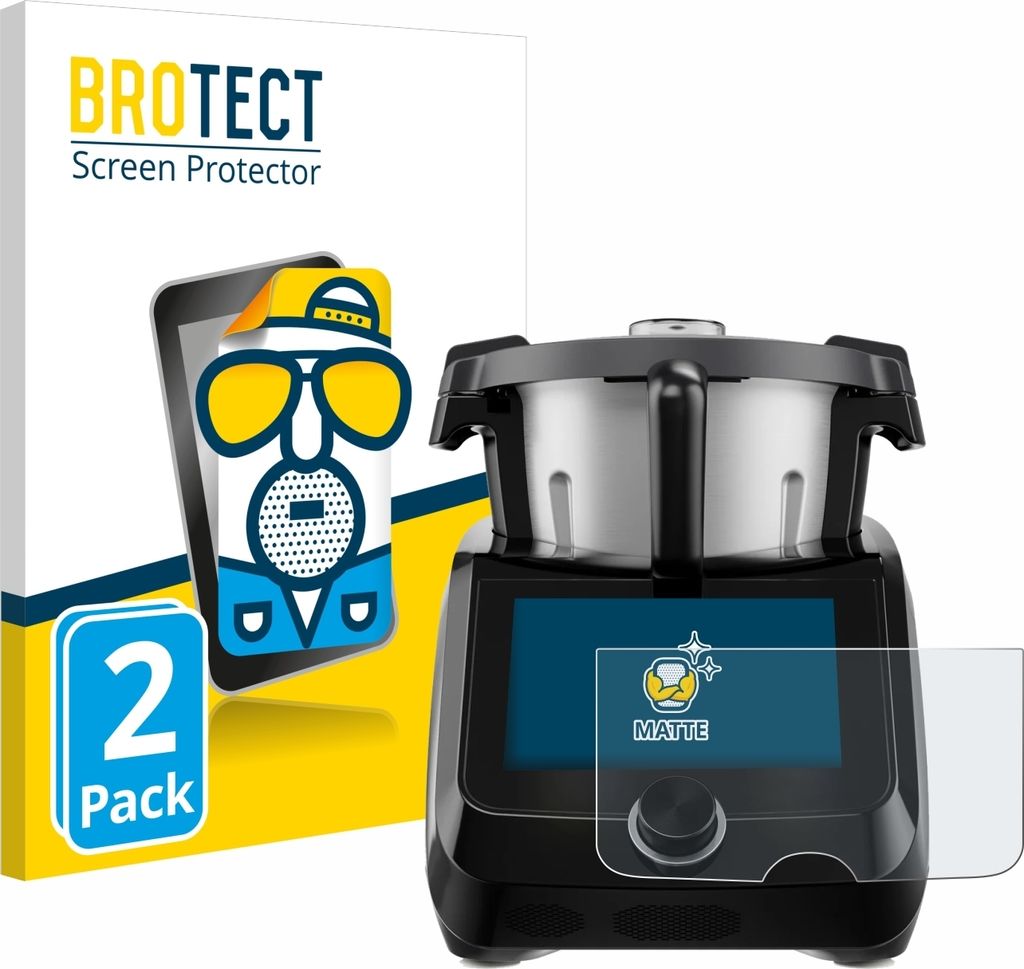 2x BROTECT Schutzfolie für SilverCrest Monsieur Cuisine Smart BLACK EDITION Displayschutz Displayschutzfolie Folie Matt Entspiegelungsfolie