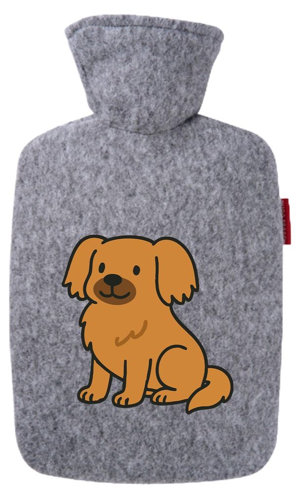 Huuraa Wärmflasche Tibet Spaniel Comic Tibbie 1,8 Liter Filz Classic Filzbezug Bettflasche Geschenkidee