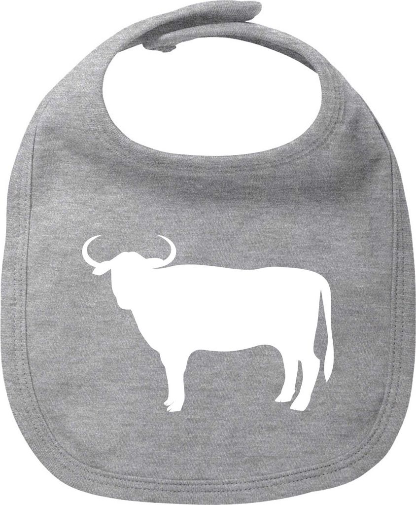 Huuraa Baby Lätzchen Stier Bulle Silhouette Heather Grey Klettverschluss Baumwolle Latz Geschenkidee