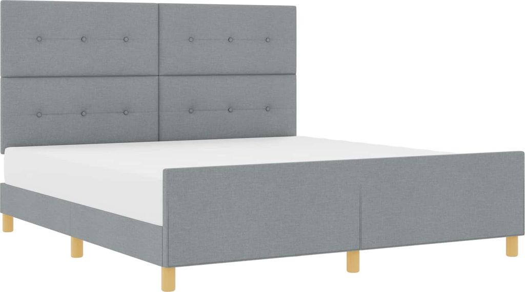 Bettgestell mit Kopfteil Hellgrau 180 x 200 cm Stoff