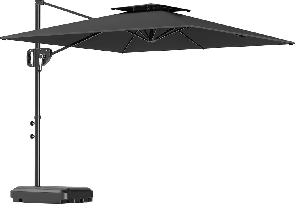 Parasol déporté carré Outsunny 2,5x2,5m gris foncé avec double toit