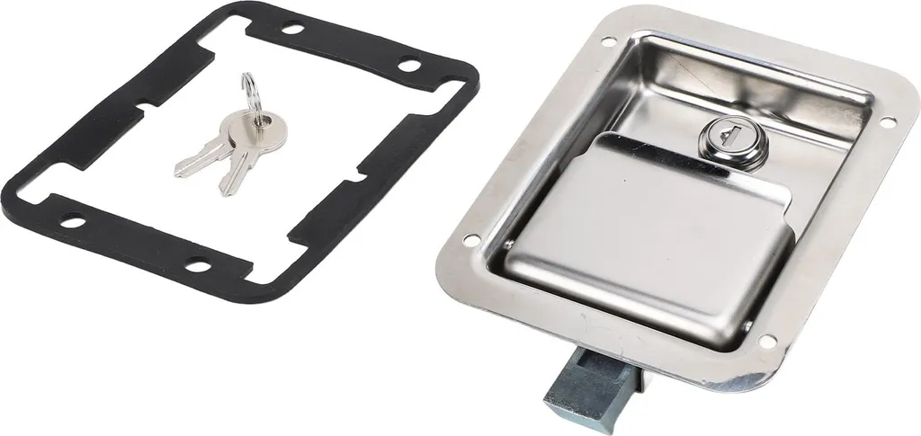Serrure inox 304 poli miroir 140x108 mm avec poignée rabattable pro