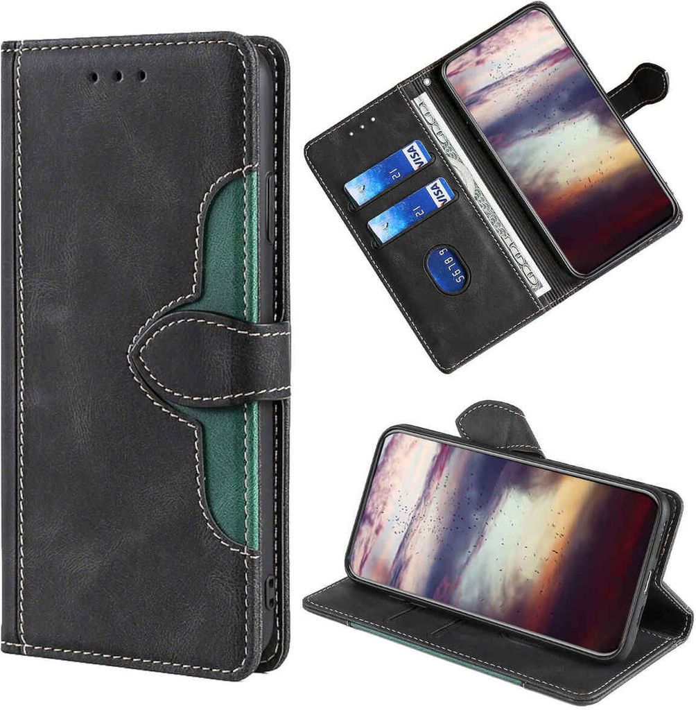 Für Samsung Galaxy S20 FE Design Handy Tasche Schwarz Etuis Kunst-Leder Hülle