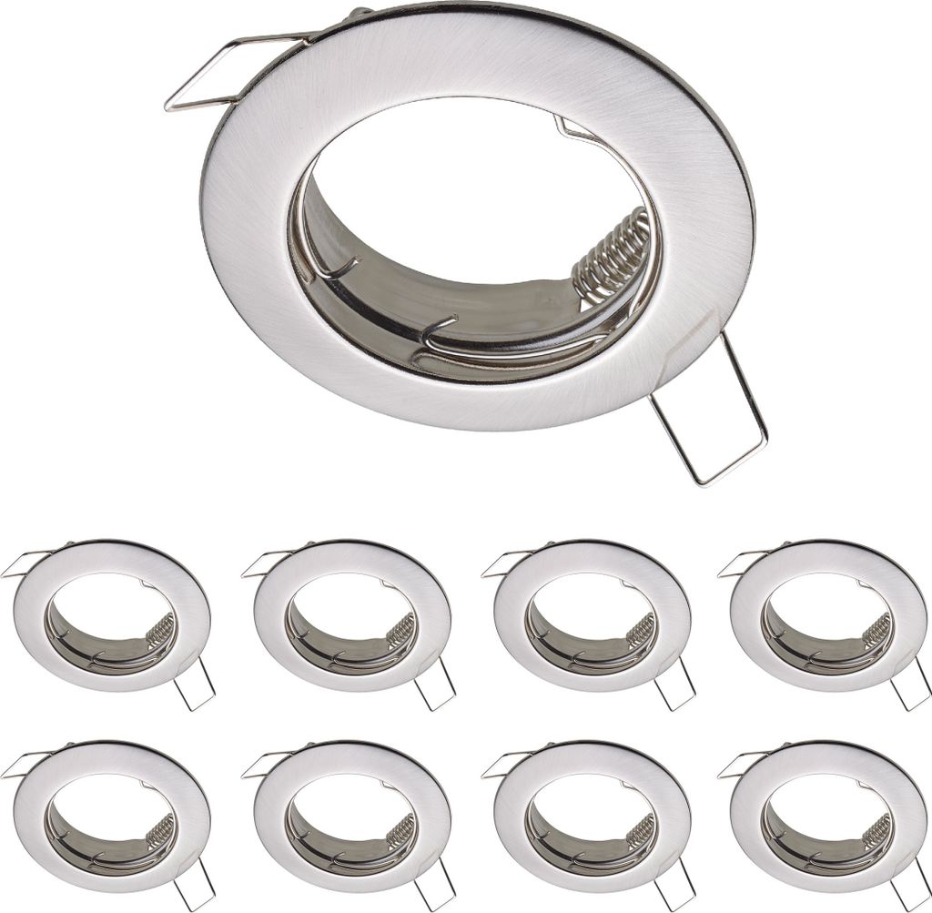 9er Set Oktaplex Einbauspots 60mm Lochmaß Deckenstrahler Edelstahl gebürstet