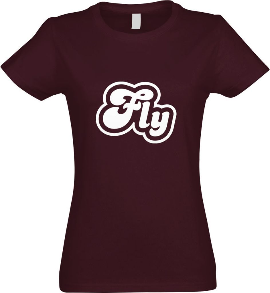 Kiwistar - T-Shirt tailliert - Damen - Burgund - Fly Sein - mit Motiv Bedruckt - Funshirt Design - Sport - Freizeit - Damen - S
