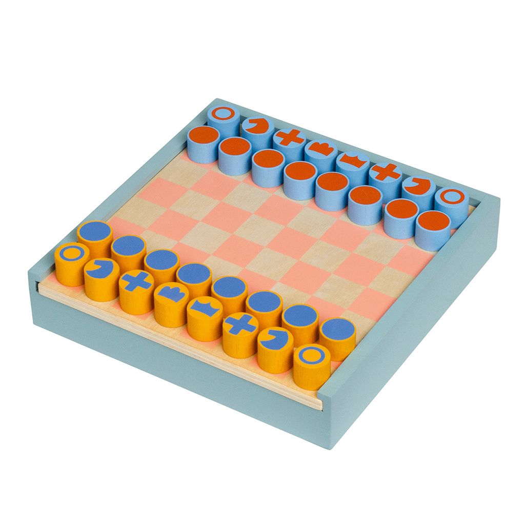 MoMA 2-in-1 Schach- und Dame-Set, Mehrfarbig/Meereswellen (Ocean Tides), Einheitsgröße