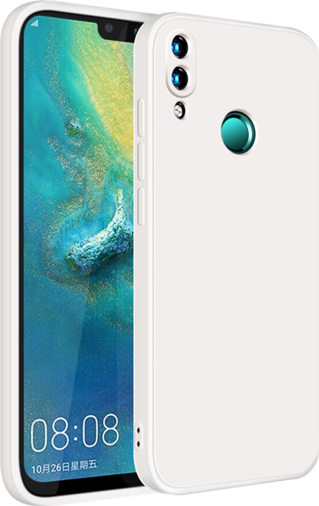 Huawei Y9 2019 Hülle, LaimTop Slim Liquid Silikon Gel Gummi Schutzhülle für Huawei Y9 2019 Weiß