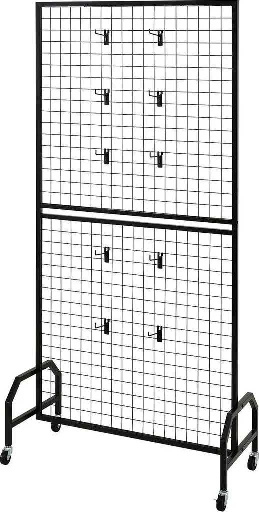 Lot de 2 Panneaux Muraux Grillagés Noirs 898x1798 mm avec 10 Crochets