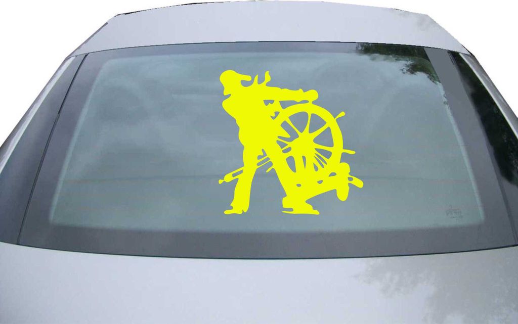 Indigos UG - Aufkleber Heckscheibe & Motorklappe DE6354 - neongelb - 600x599 mm - pirate vessel - Auto Scheiben Fenster Heckklappe Tuning Racing JD...