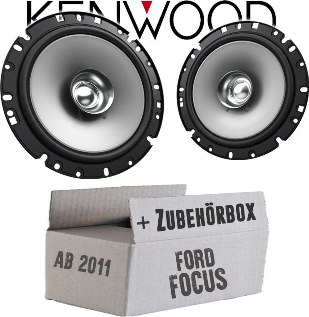 Lautsprecher Boxen Kenwood KFC-S1756 - 16,5cm Koax Auto Einbauzubehör - Einbauset passend für Ford Focus 3 Front Heck - justSOUND