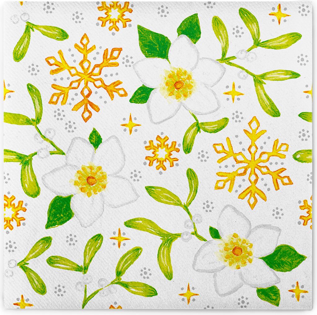 Airlaid Serviette Mistletoe, 40 x 40 cm, 50 Stück - Mank - Weihnachten Mistelzweige