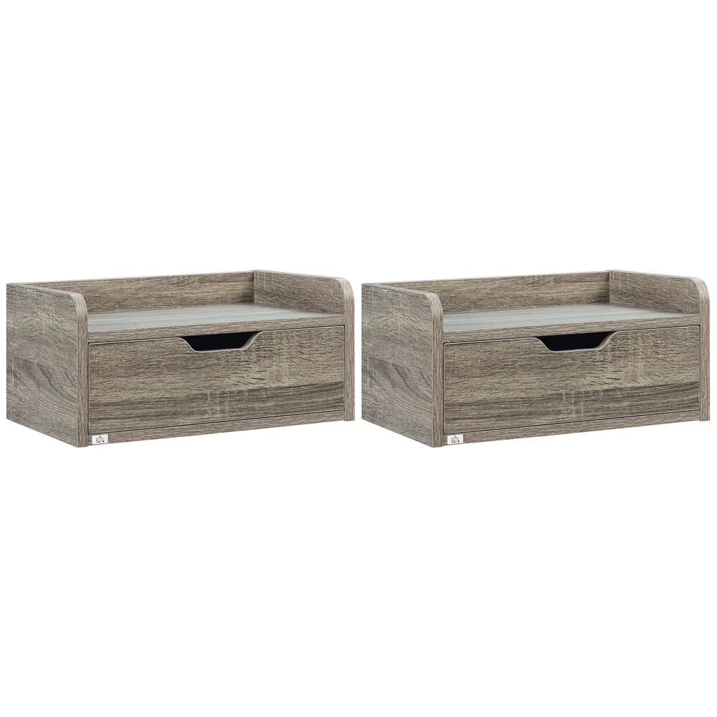 Petite table de chevet murale grise lot de 2 pour lit double ou studio