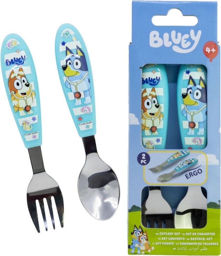 Sada kovových ergo příborů Bluey Yummy, 2 ks. Obrázek produktu 