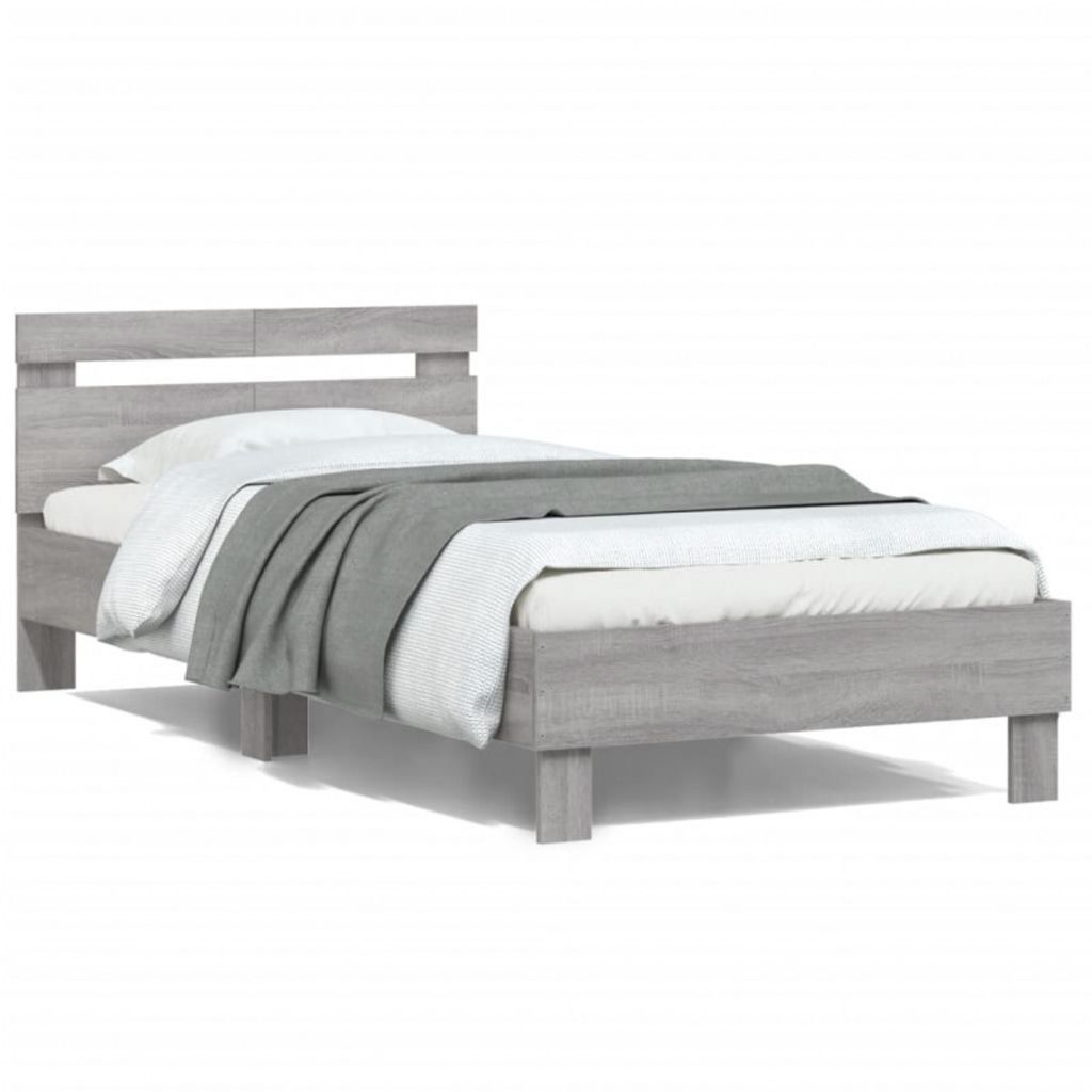 vidaXL Bettgestell mit Kopfteil Grau Sonoma 100x200 cm Produktbild 