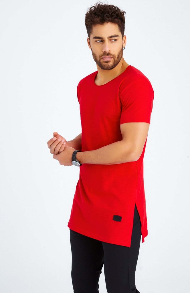 Leif Nelson Rundhals Herren T-Shirt Rundhals LN-6336, Rot / XL