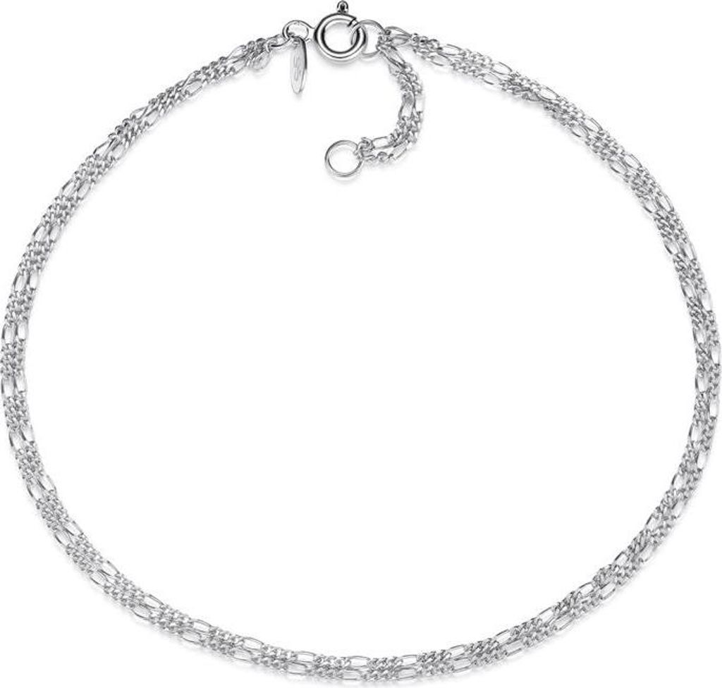 SILBERKETTEN STORE Fußkette Figaro doppelreihig 1,4mm - 925 Silber, Länge wählbar - 29cm